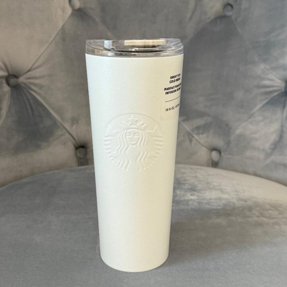 Starbucks Stainless Steel Shimmer White Tumbler, 16 Oz NWT